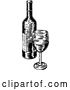 Vector Illustration of Wine Bottle and Glass Vintage Woodcut Engraving by AtStockIllustration