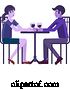 Vector Illustration of Young Couple Dinner Wine Restaurant by AtStockIllustration