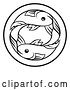 Vector Illustration of Zodiac Horoscope Astrology Pisces Fish Circle Design in Black and White by AtStockIllustration