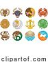 Vector Illustration of Zodiac Horoscope Pixel Art Astrology Star Signs by AtStockIllustration