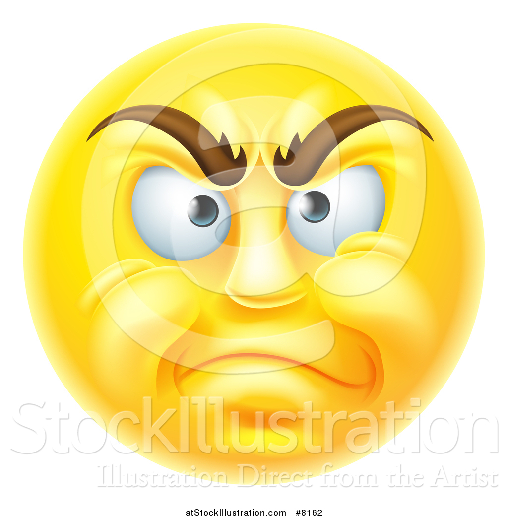 Vector Illustration of a 3d Disapproving Yellow Male Smiley Emoji ...