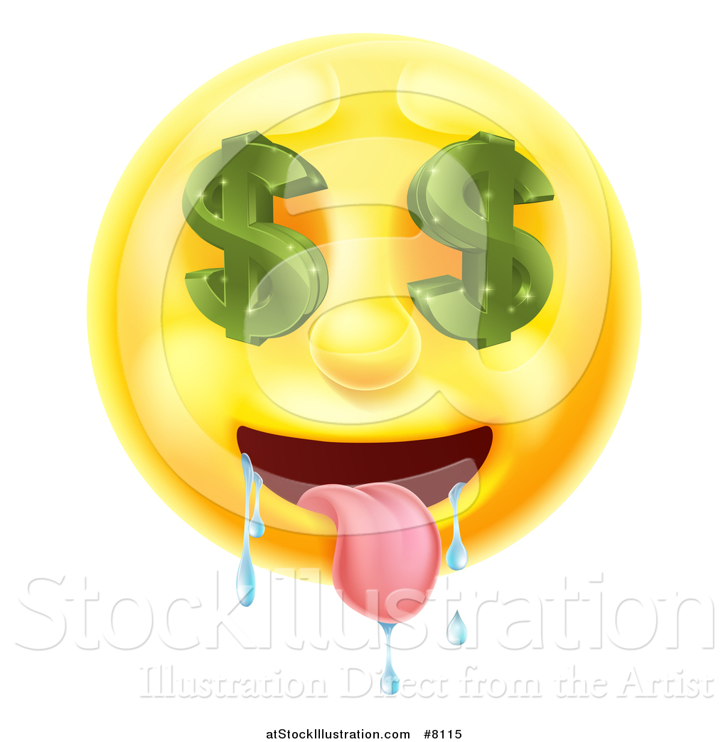 Vector Illustration of a 3d Drooling Yellow Male Smiley Emoji Emoticon ...