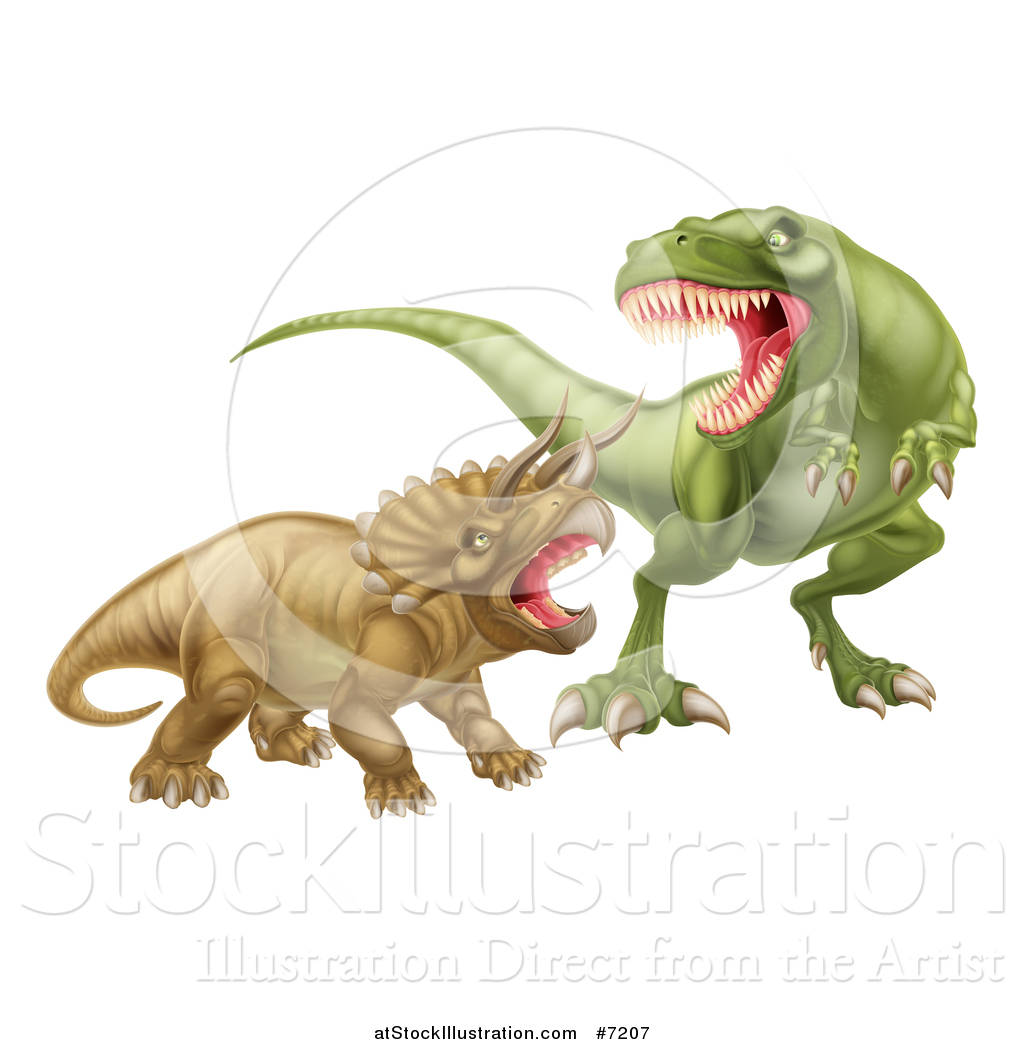 Download Vector Illustration of a 3d Tyrannosaurus Rex Dinosaur Attacking a Triceratops by ...