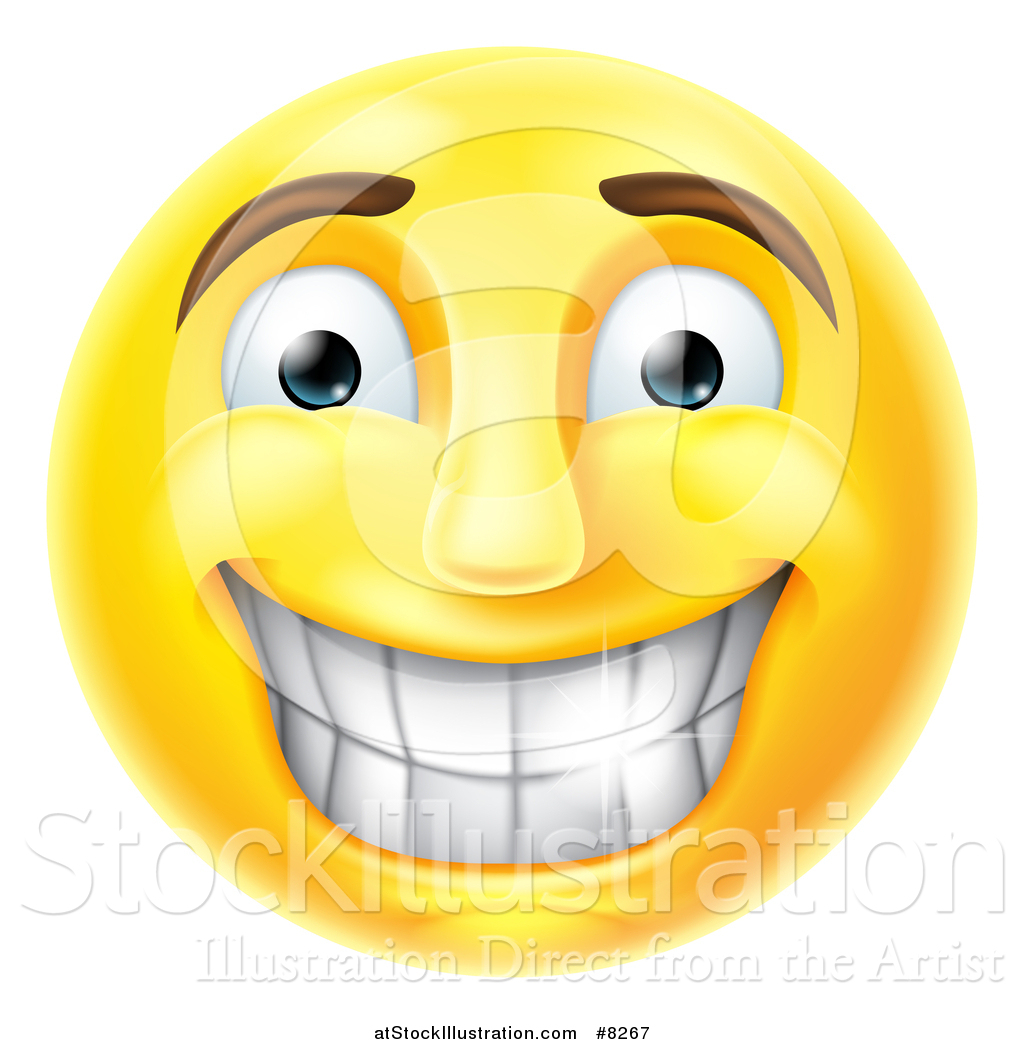 Vector Illustration of a 3d Yellow Male Smiley Emoji Emoticon Face ...