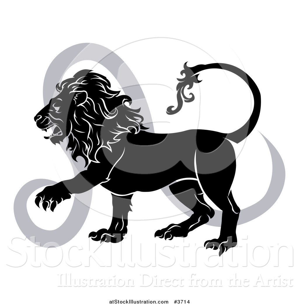 Vector Illustration of a Black and White Leo Lion Star Sign and Symbol ...