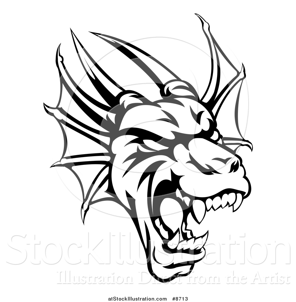 Download Vector Illustration of a Black and White Roaring Horned ...