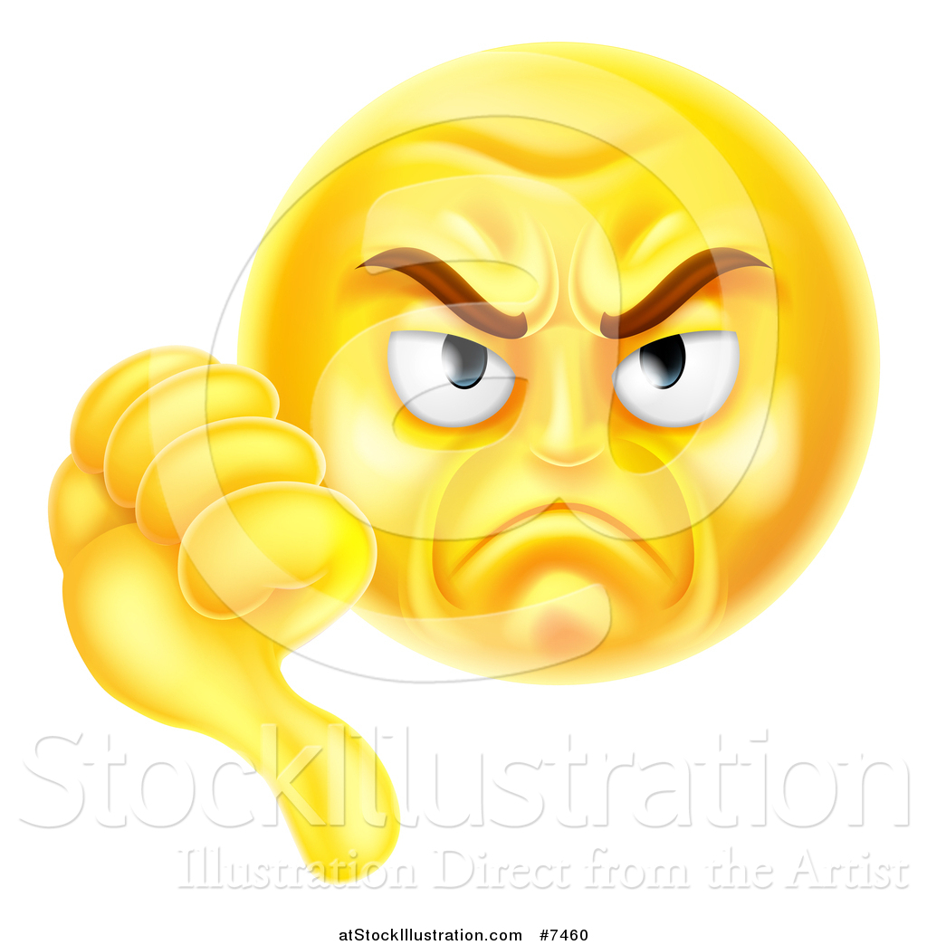 Vector Illustration of a Cartoon Unhappy Yellow Emoji Emoticon Giving a ...
