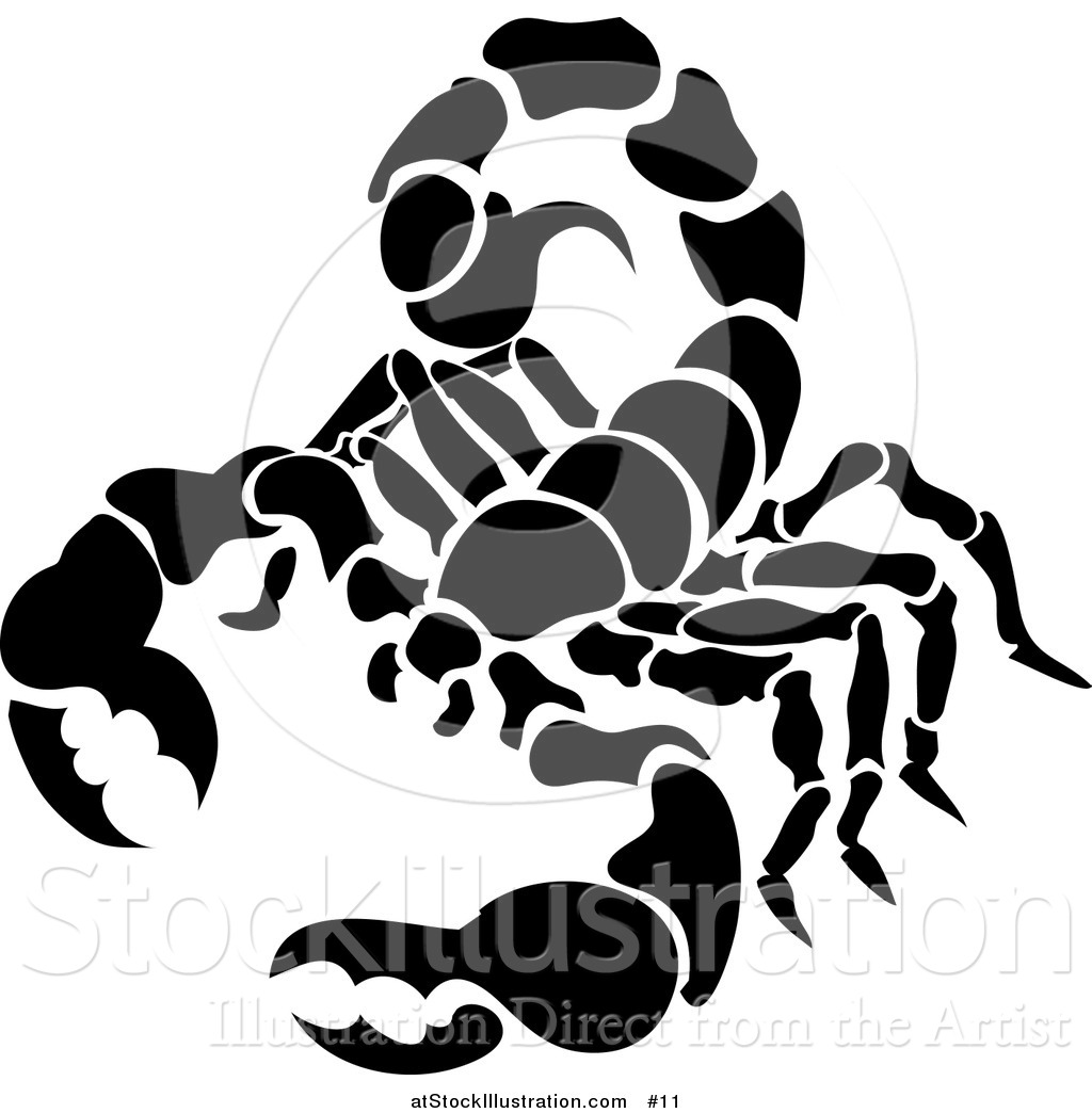 Vector Illustration of a Pure Black Scorpion Scorpius of the Zodiac by