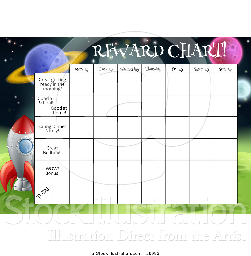 Vector Illustration of a Space Exploration Themed Reward Chart for ...