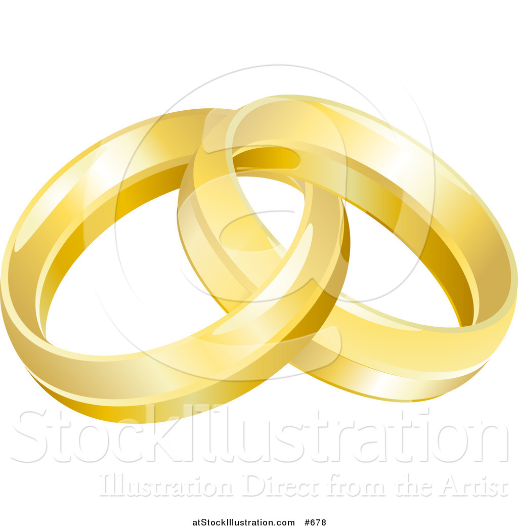 Vector Illustration of a Two Entwined Golden Wedding Rings by