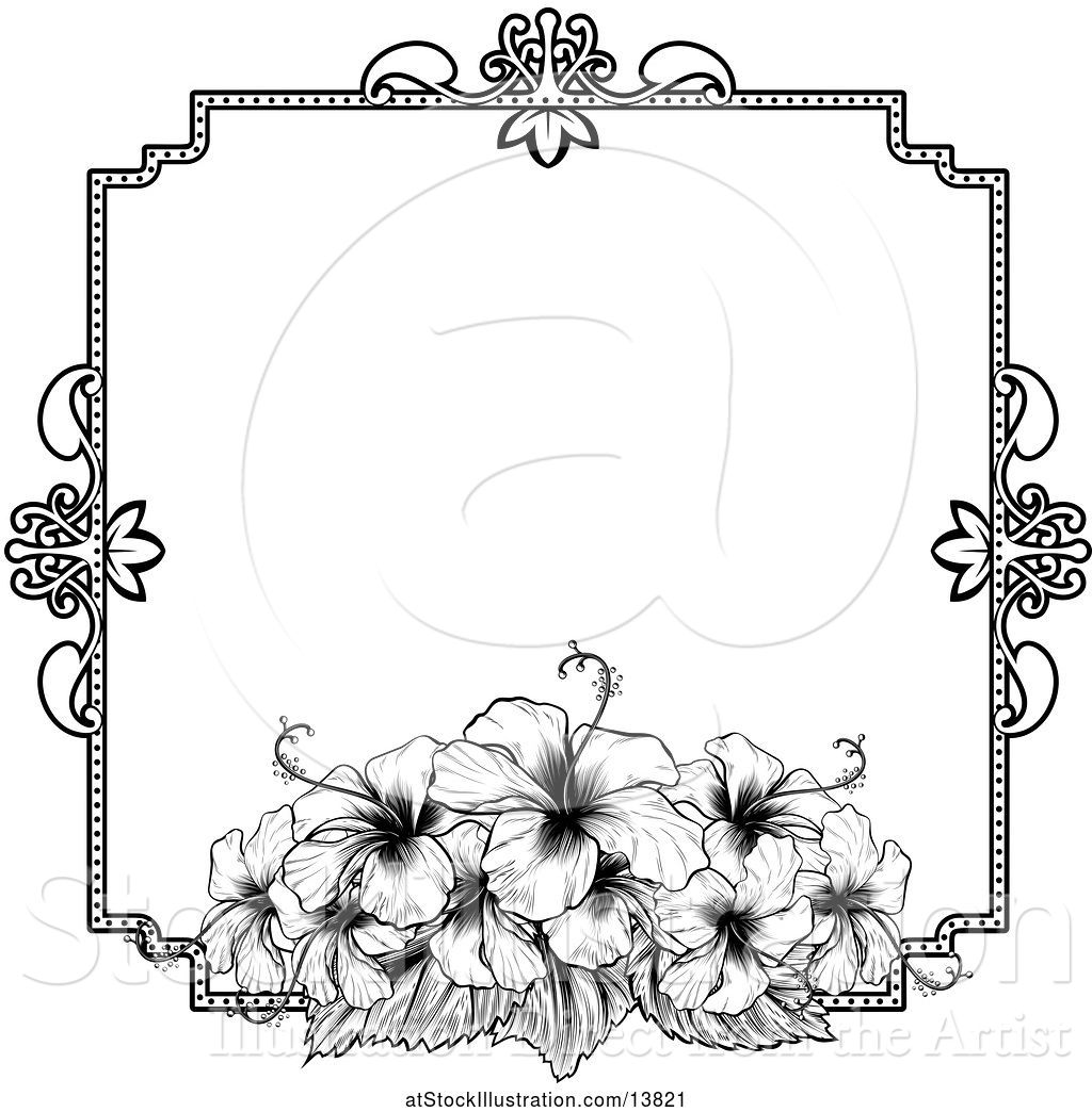 Vector Illustration of Black and White Border or Wedding