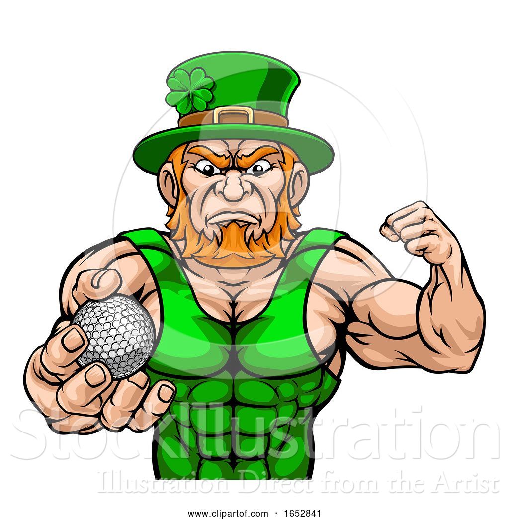 Vector Illustration of Leprechaun Holding Golf Ball Sports Mascot by ...