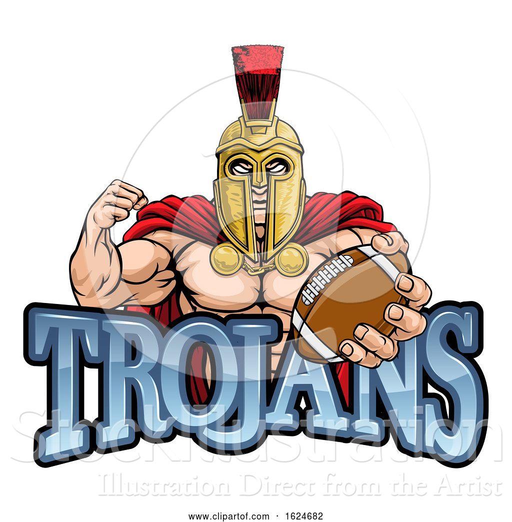 Vector Illustration Of Spartan Trojan American Football Sports Mascot