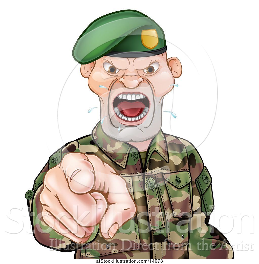 Vector Illustration of Tough Male Soldier Wearing a Green Beret