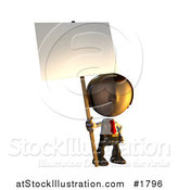 Illustration of a 3d Business Man Character Mascot Standing Holding a Sign Placard on a Pole by AtStockIllustration