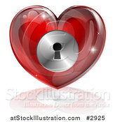 Illustration of a 3d Red Locked Heart with a Key Hole by AtStockIllustration