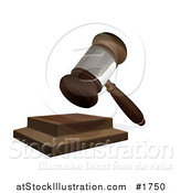 Illustration of a 3d Wooden Judges Gavel Hitting the Block by AtStockIllustration