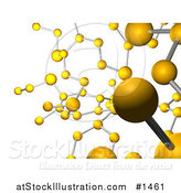 Illustration of a Background of Yellow Molecules Connected by Silver Bars, over White by AtStockIllustration