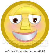 Illustration of a Blushing Emoticon Smiling by AtStockIllustration
