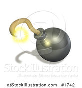 Illustration of a Burning Yellow Fuse on a 3d Bomb by AtStockIllustration
