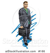 Illustration of a Business Man Holding a Briefcase by AtStockIllustration