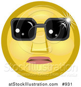Illustration of a Celebrity Yellow Smiley Face Wearing Dark Shades over Its Eyes by AtStockIllustration