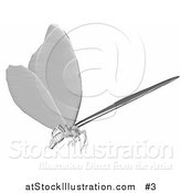 Illustration of a Chrome 3D Butterfly in Flight by AtStockIllustration