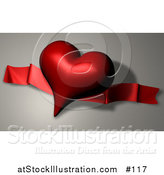 Illustration of a Dark Red Heart Shaped Balloon and Ribbon on Valentines Day by AtStockIllustration