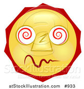 Illustration of a Dazed and Confused Yellow Smiley Face High on Drugs by AtStockIllustration