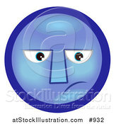 Illustration of a Depressed Blue Smiley Face Feeling Melancholy by AtStockIllustration