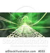 Illustration of a Green Background of Binary Coding and Fractals by AtStockIllustration