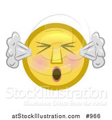 Illustration of a Mad Emoticon Blowing Smoke out of Ears While Yelling by AtStockIllustration