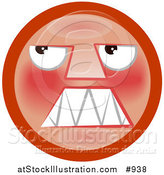 Illustration of a Mad Red Smiley Face Looking Upwards by AtStockIllustration