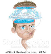 Illustration of a Man with a Storm in His Head by AtStockIllustration