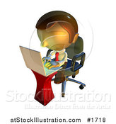 Illustration of a Pete Man Character Typing on a Laptop by AtStockIllustration