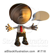 Illustration of a Pete Man Character with a Speech Bubble by AtStockIllustration