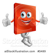 Illustration of a Pleased Red Book Mascot Holding Two Thumbs up by AtStockIllustration