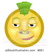 Illustration of a Punk Rock Emoticon with Mohawk and Safety Pin Nose Ring by AtStockIllustration