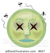 Illustration of a Rotten Dead Emoticon with Swarming Flies by AtStockIllustration