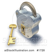 Illustration of a Shiny Padlock and Key by AtStockIllustration