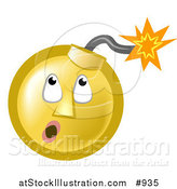 Illustration of a Ticking Time Bomb Smiley Face Looking up at the Fuse by AtStockIllustration