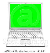 Illustration of a White Laptop Computer Facing Front, with a Green Screen by AtStockIllustration