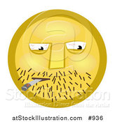 Illustration of a Yellow Smiley Face Smoking a Doobie by AtStockIllustration