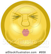 Illustration of an Emoticon Holding Breath by AtStockIllustration