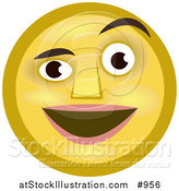 Illustration of an Emoticon Smiling and Raising Eyebrow by AtStockIllustration