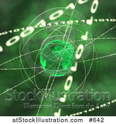 Illustration of Binary Coding Forming Rings Around Green Earth by AtStockIllustration