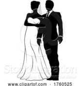 Illustration of Bride and Groom Couple Wedding Dress Silhouettes by AtStockIllustration