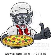 Illustration of Cartoon Wolf Pizza Chef Restaurant Mascot Sign by AtStockIllustration