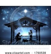 Illustration of Christmas Nativity Scene Jesus Manger Silhouette by AtStockIllustration