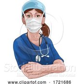 Illustration of Doctor or Nurse Lady in Medical Scrubs Unifrom by AtStockIllustration